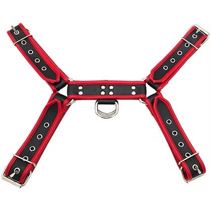 PVC O.T.H Front Harness Black with Red Piping / Small/Medium