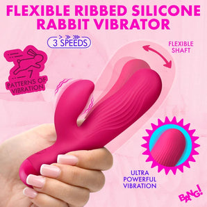 Flexible Ribbed Silicone Rabbit Vibrator