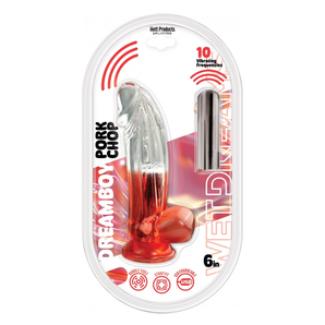 WET DREAMS - DREAM BOY - PORKCHOP JELLY DILDO 10 FREQ BULLET GRADIENT COLOR 6" RED