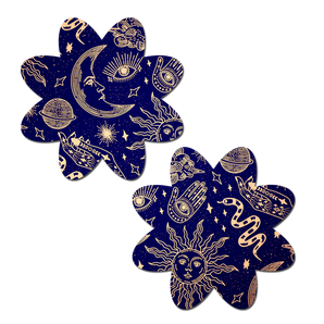 Midnight Celestial Sun & Moon Petal Breast Pasties
