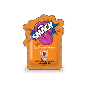 SMACK Warming & Lickable Massage Oil, Peach 3ML Pouch Display of 36 🍑