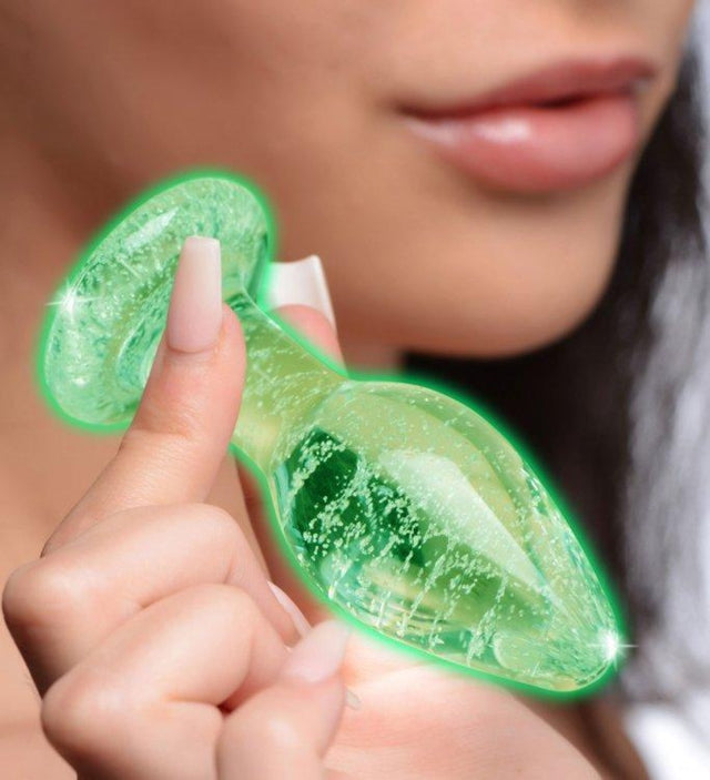 Glow-in-the-Dark Glass Anal Plug - Med