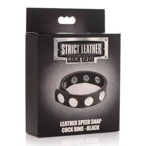 Leather Speed Snap Cock Ring - Black