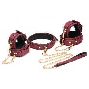 6 Piece Velvet Bondage Set - Burgundy