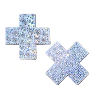 Plus X Crystal Cross Pasties - Silver *