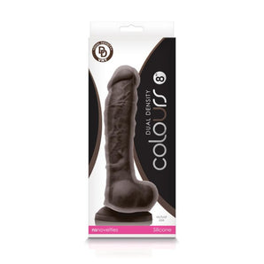 Colours Dual Density Dildo 8" - Dk Brown