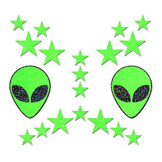 Set Neon Green &Blk Alien Pasties minis*