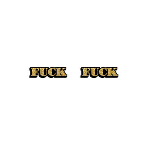 FUCK Earrings - Sparkle Gold/Black  *