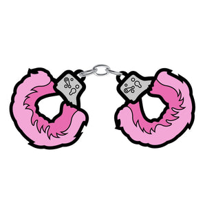 Enamel Pin: Fuzzy Handcuffs - Large Pink