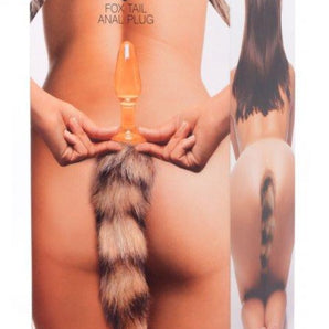 Orange Glass Butt Plug with Fox Tail