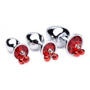 Red Gem with Bells Anal Plug Set *