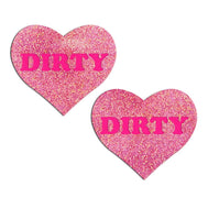 'DIRTY' Heart Pasties - Pink on Pink