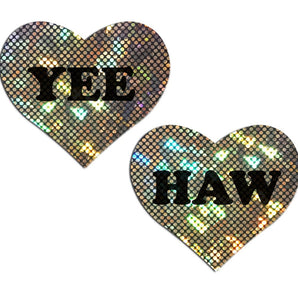 'YEE HAW' Black on Gold Glitter Heart *