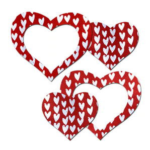 Peek-a-Boob: Red/White Hearts w Cut-Out